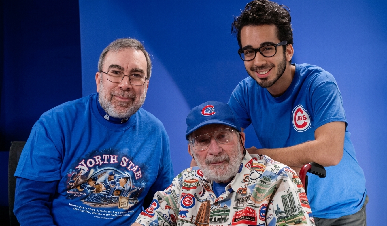 Three generations of Steven&rsquo;s family in Cubs blue