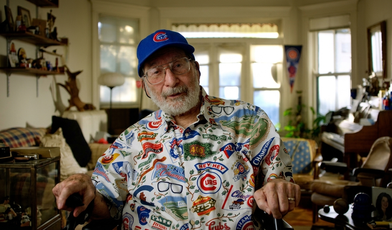 Steven&rsquo;s grandfather in a Cubs cap at home on Chicago&rsquo;s North Side